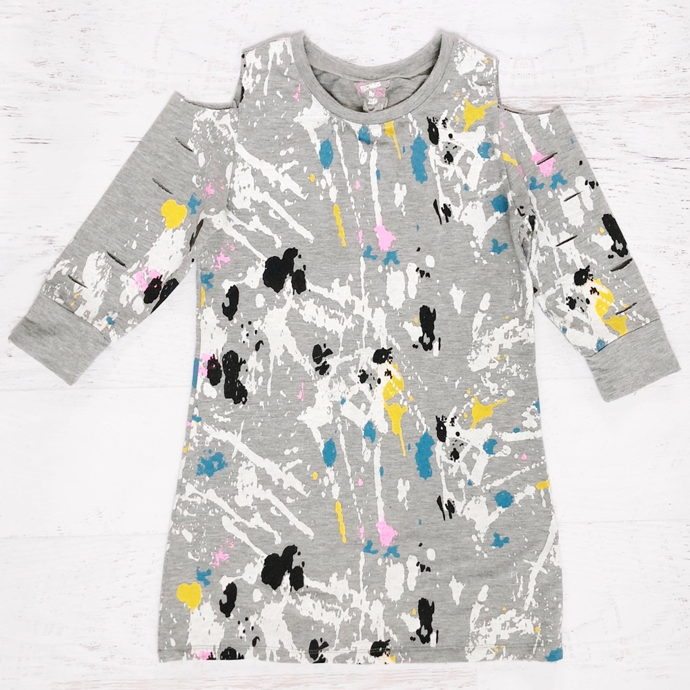 Gray Flowers by Zoe Cold Shoulder Dress Small